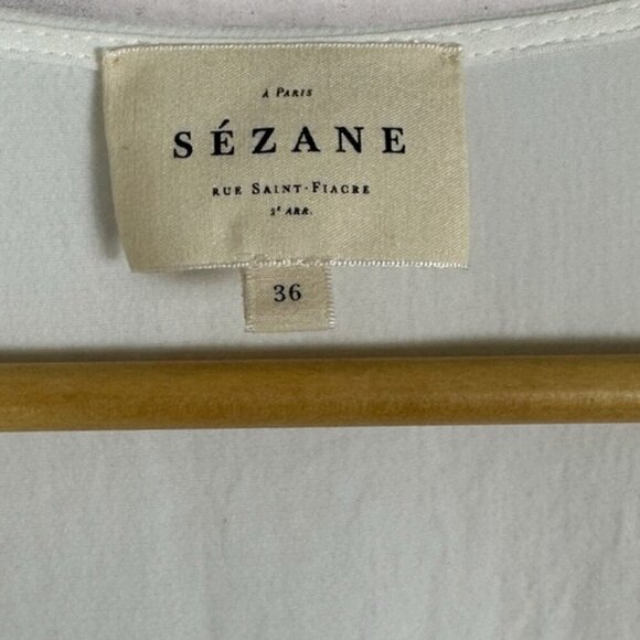 Sezane White Midi Wrap Dress Apolline Ecru White Size 36 French US 4 Minimalist - Picture 4 of 14